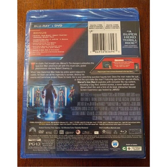 Iron Man 3 Blu-ray + DVD NEW SEALED - Picture 2 of 5